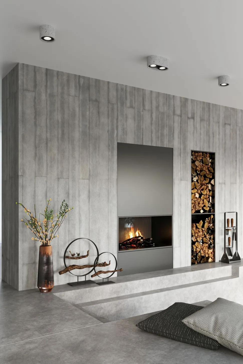 Deckenlampe Beton klein Ø 14 cm H: 9 cm GU10