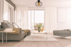 Deckenlampe E27 Ø25 cm Schwarz Honig blendarm Retro