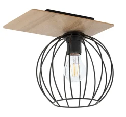Deckenlampe E27 Schwarz Natur Metall Holz innen