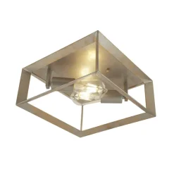 Deckenlampe eckig B: 30 cm in Silber-Gold 2x E27 Metall