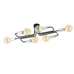 Deckenlampe flach Metall 6-flammig Retro 55 cm lang