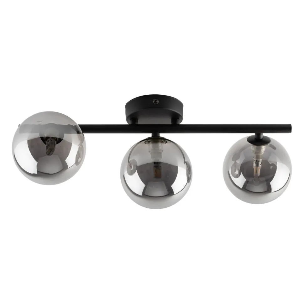 Deckenlampe 3-flammig 47 cm lang Schwarz Grau G9 Rauchglas