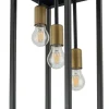 Deckenlampe 3-flammig Schwarz Gold Metall E27 Retro