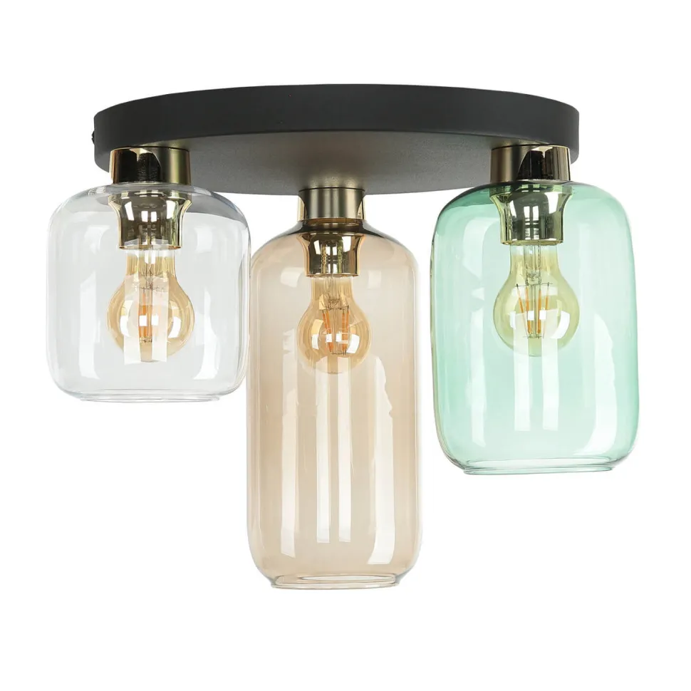 Deckenlampe Glas 3-flammig farbig Ø 44 cm elegant