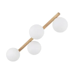 Deckenlampe Glas Holz Metall 65 cm lang 4-flammig G9