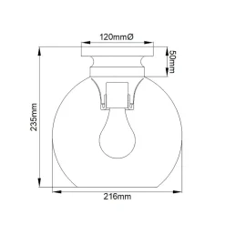 Deckenlampe Glas Kugel Schirm Ø 21,6 cm in Messing brüniert