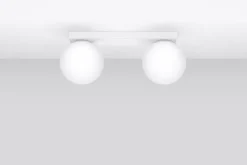 Deckenlampe Glas Metall 34,5 cm 2x G9 Weiß Kugelschirme