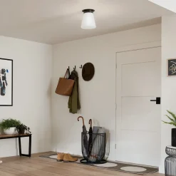 Deckenlampe Glas Metall D: 21,6 cm klein Schwarz Weiß