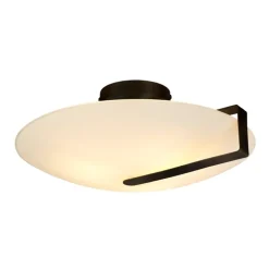 Deckenlampe Glas Metall E27 Ø40,5 cm rund Schwarz Weiß