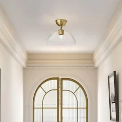 Deckenlampe Glas Metall E27 Ø 30,5 cm in Gold gebürstet