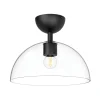 Deckenlampe Glas Metall E27 D: 30,5 cm rund Schwarz
