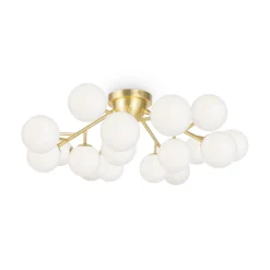 Deckenlampe Glas Metall G9 75 cm breit in Gold Weiß