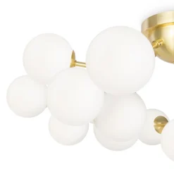 Deckenlampe Glas Metall G9 75 cm breit in Gold Weiß