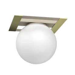Deckenlampe Glas Metall in Beige Gold B:22 cm E27 Kugel