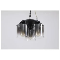 Deckenlampe Glas Metall in Schwarz Rauchgrau 3-flammig