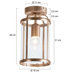 Deckenlampe Glas Metall in Bronze Ø16 cm E27 Klassisch