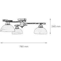 Deckenlampe Glas Metall Schwarz Weiß Messing 3-flammig