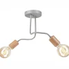 Deckenlampe Grau Metall Holz 2-flammig E27 B: 45 cm ANANI