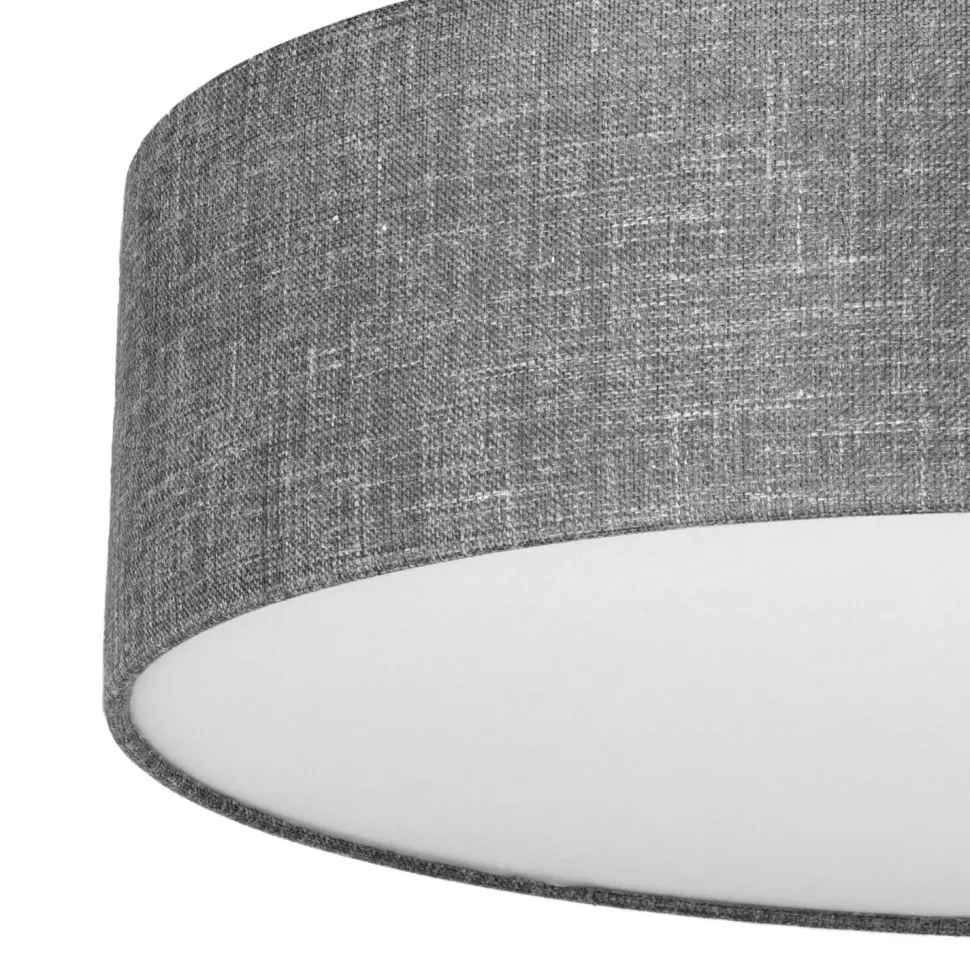 Deckenlampe Grau rund flach Ø 60 cm Stoffschirm Modern
