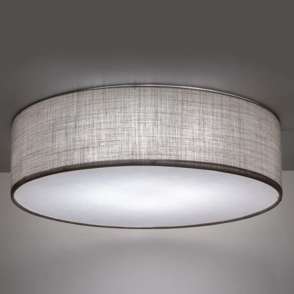 Deckenlampe Grau rund flach Ø 60 cm Stoffschirm Modern
