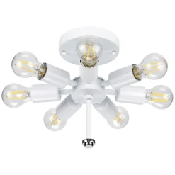 Deckenlampe groß rund 86 cm Stoff in Creme Chrom