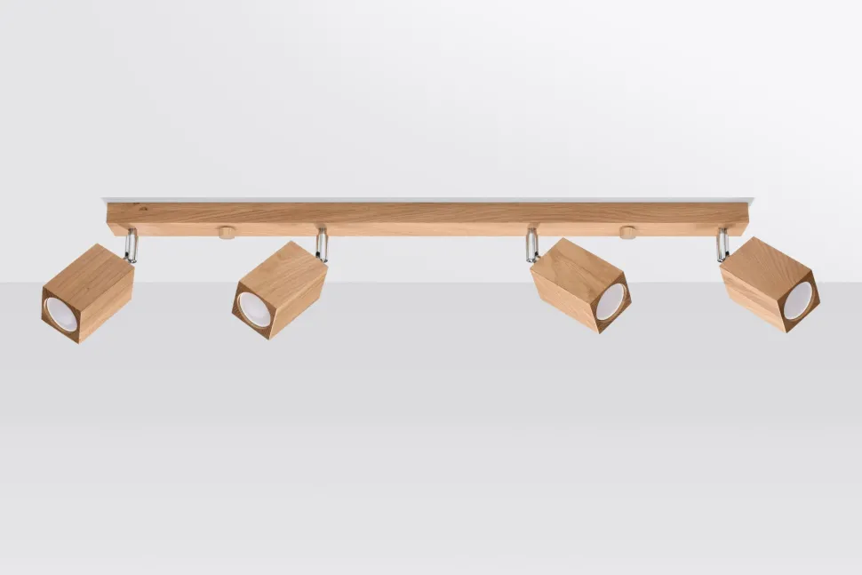 Deckenlampe Holz 4-flammig 80 cm lang wohnlich GU10