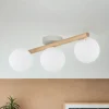 Deckenlampe Holz Glas 47 cm lang G9 in Hell Weiß 3-flammig