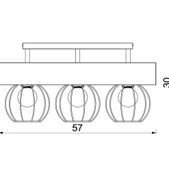 Deckenlampe Holz Metall Schwarz 57 cm E27 Draht 3-flmg