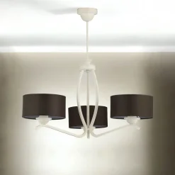 Deckenlampe in Weiß Braun Ø66cm Wohnzimmerleuchte