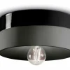 Deckenlampe Keramik E27 D: 25 cm rund Schwarz Retro