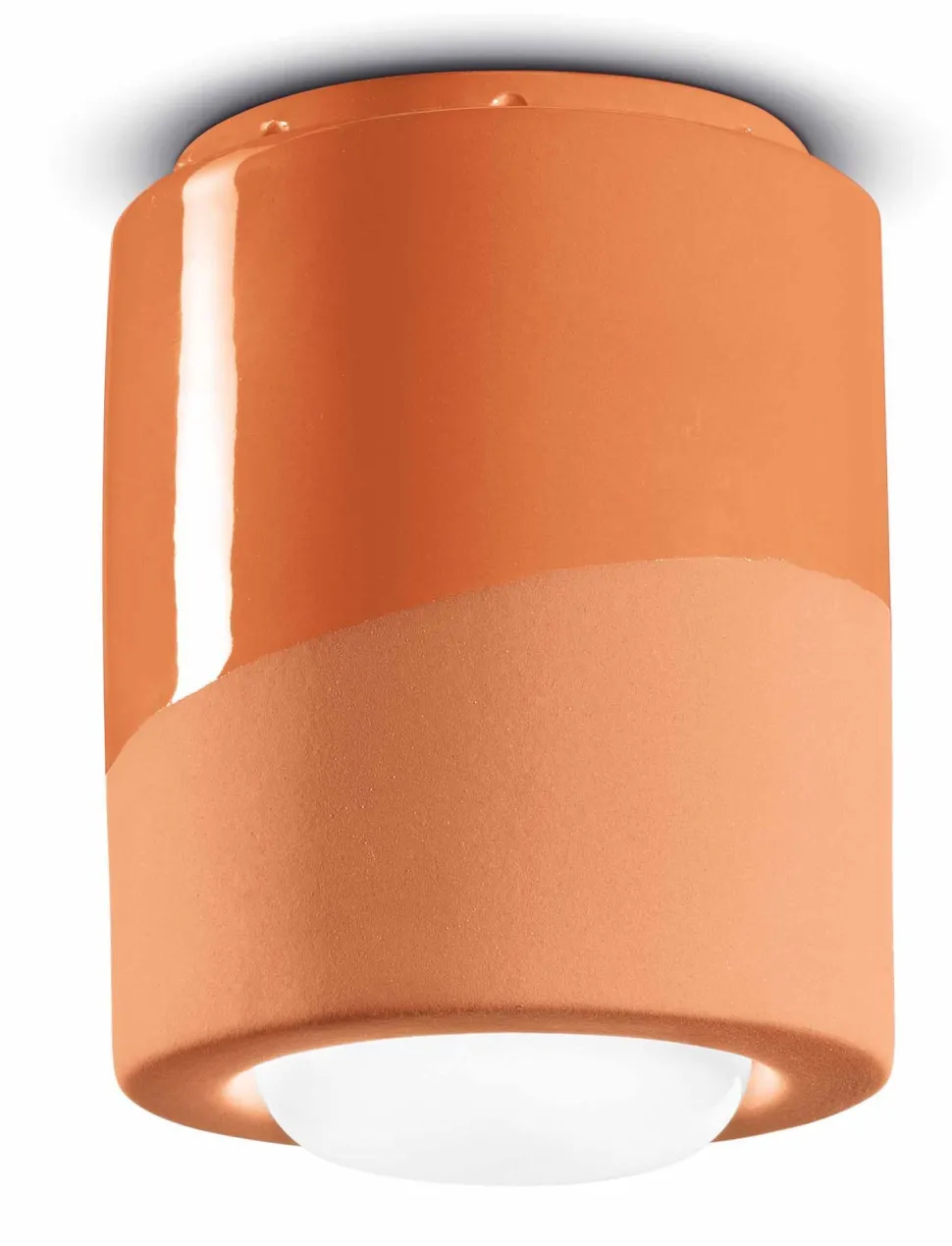 Deckenlampe Keramik E27 rund D: 12,5 cm Aufputz Orange