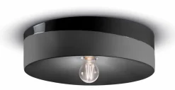 Deckenlampe Keramik rund D: 40 cm Schwarz E27 Retro