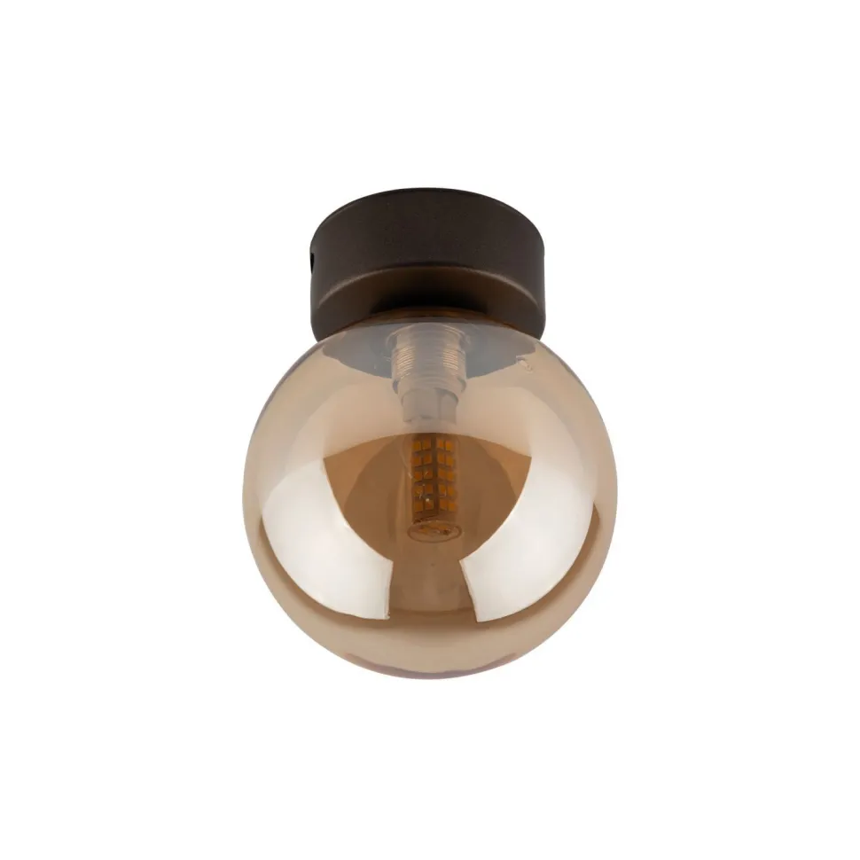 Deckenlampe Kugel klein Ø 12 cm H: 15 cm Rauchglas Metall G9