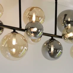 Deckenlampe Kugeln Rauchgrau Bernstein Glas 85 cm G9