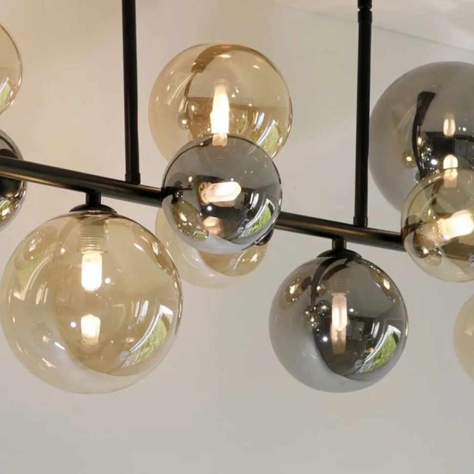 Deckenlampe Kugeln Rauchgrau Bernstein Glas 85 cm G9