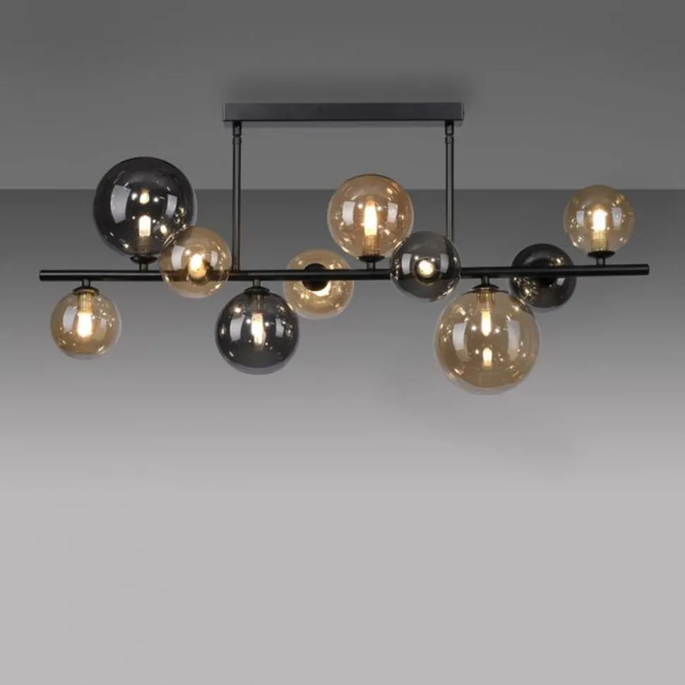 Deckenlampe Kugeln Rauchgrau Bernstein Glas 85 cm G9