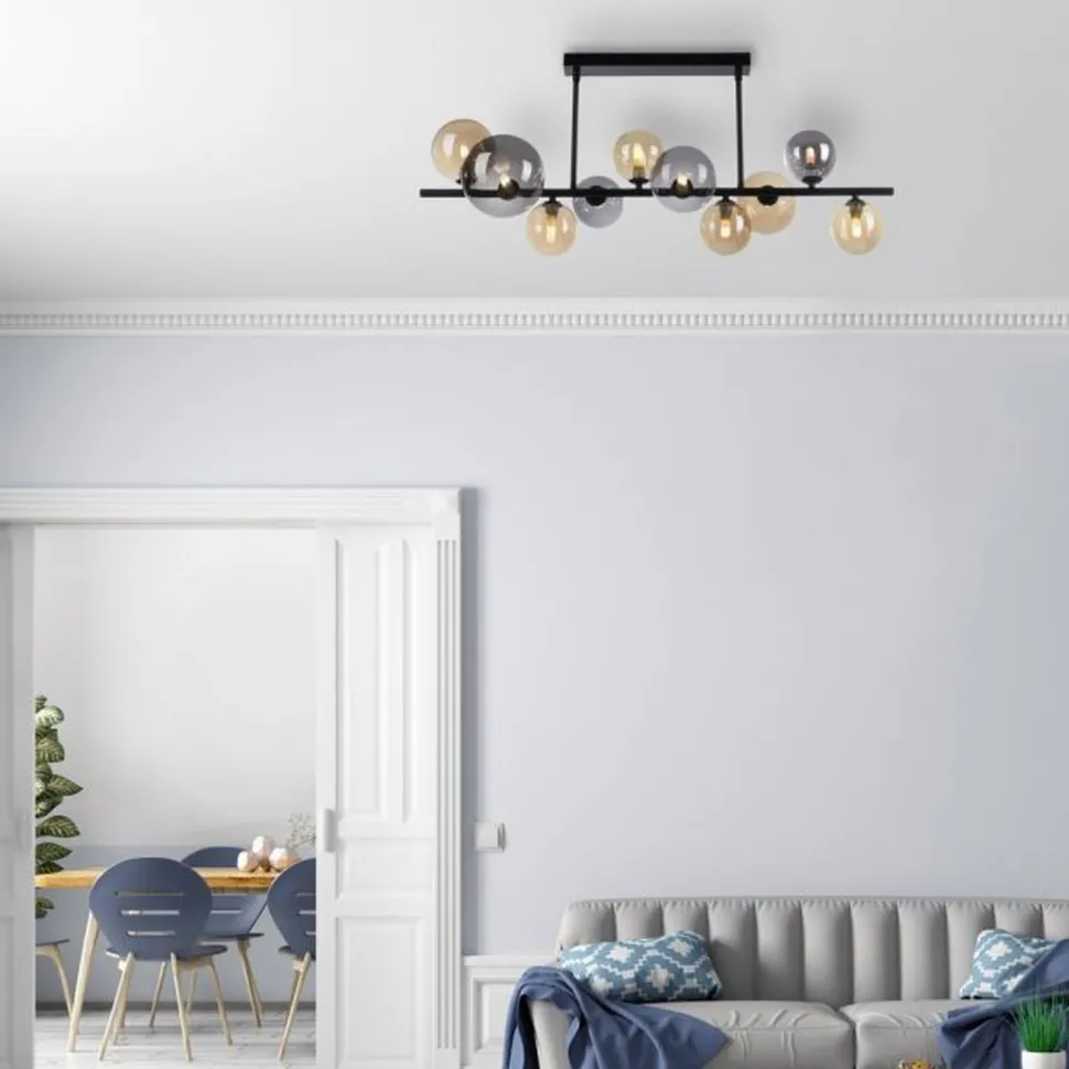 Deckenlampe Kugeln Rauchgrau Bernstein Glas 85 cm G9