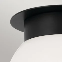 Deckenlampe Kugelschirm Glas Metall Ø 20,3 cm Schwarz Weiß E27