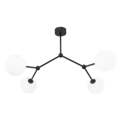 Deckenlampe Kugelschirm Schwarz Weiß Metall Glas