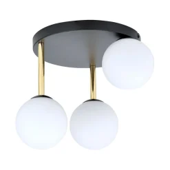 Deckenlampe Kugelschirme 3x E14 Schwarz Weiß Gold