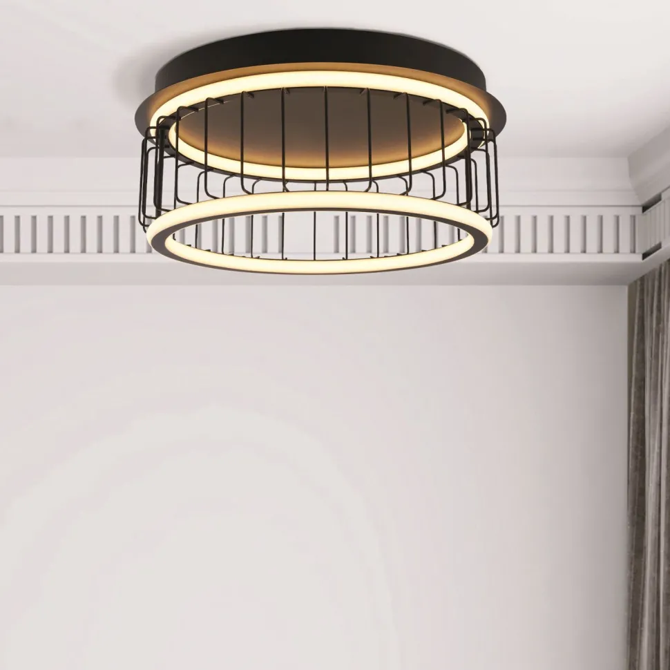 Deckenlampe LED rund Schwarz Weiß 3000 K 1074 lm D: 40 cm