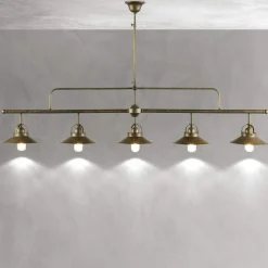 Deckenlampe Messing 140 cm lang höhenverstellbar 5x E27