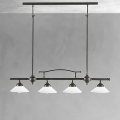 Deckenlampe Messing Glas E27 B: 95 cm höhenverstellbar