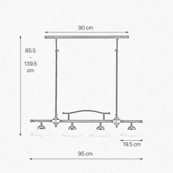 Deckenlampe Messing Glas E27 B: 95 cm höhenverstellbar