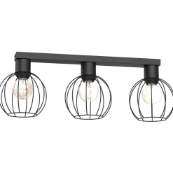 Deckenlampe Metall Draht Schwarz lang 61 cm E27 3-flmg