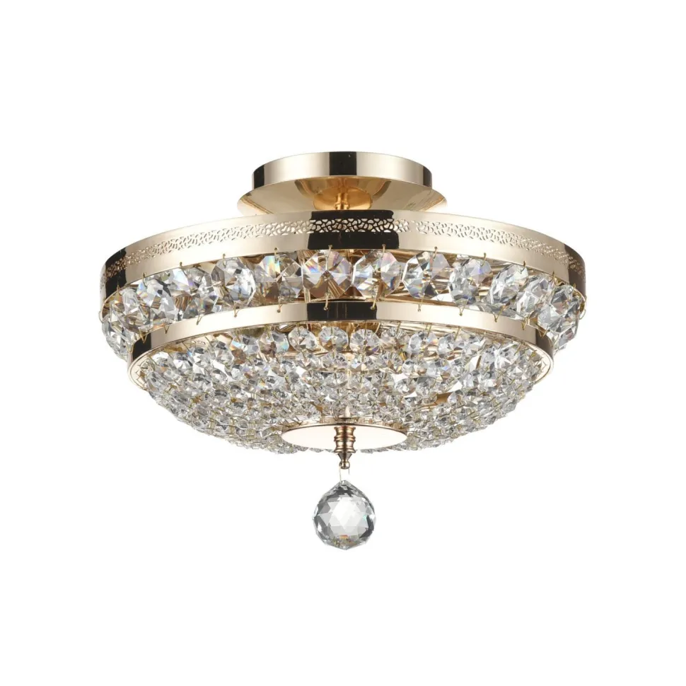 Deckenlampe Metall E14 D: 32 cm in Gold antik 3-flammig