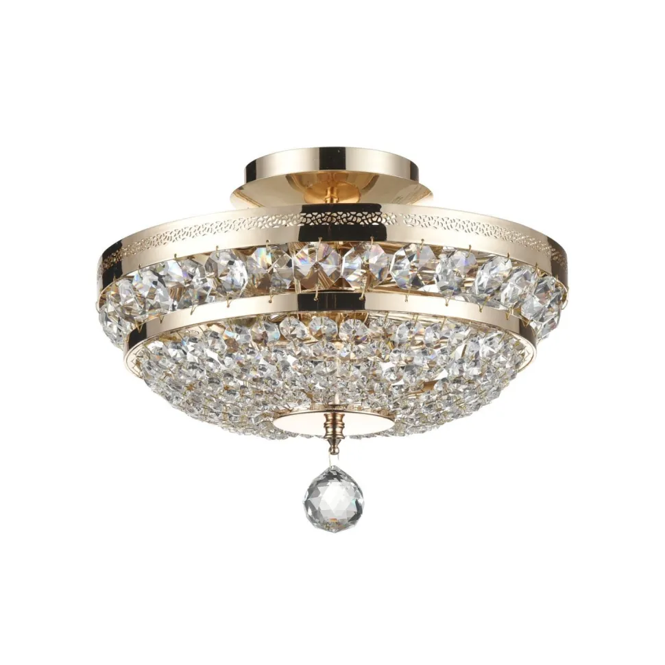 Deckenlampe Metall E14 D: 32 cm in Gold antik 3-flammig