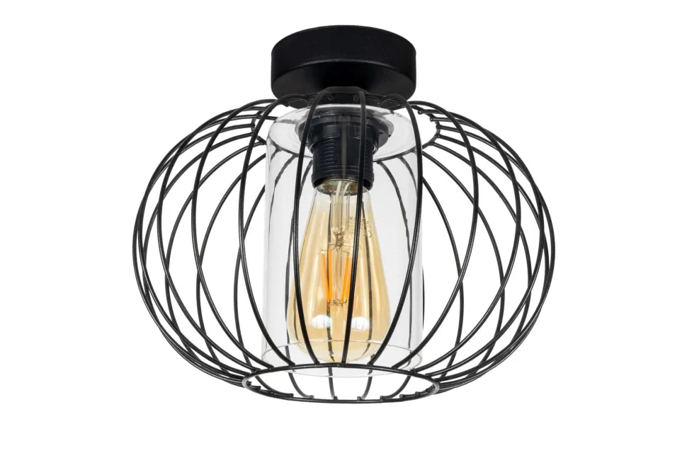 Deckenlampe Metall E27 rund Ø25 cm Schwarz Retro Design