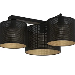Deckenlampe Metall E27 Schwarz Gold 3-flammig L:43 cm