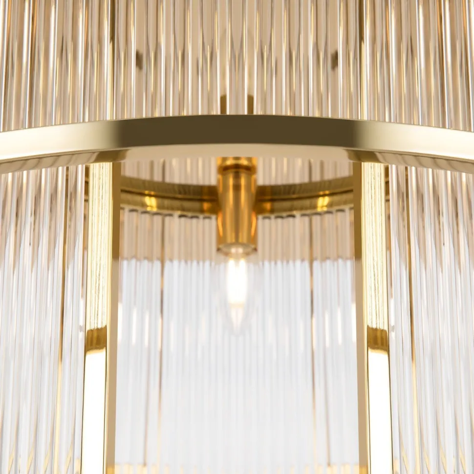 Deckenlampe Metall Glas Ø 65 cm in Gold E14 rund KLARA